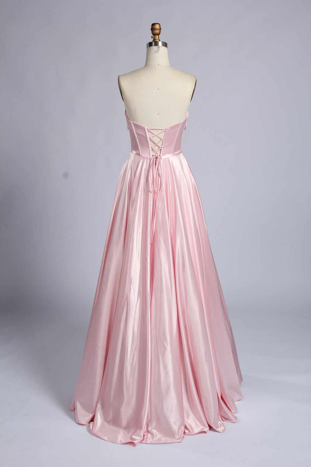 Wholesale Pink Satin Strapless Ball Gown with Bow Detail 33403b