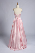 Wholesale Pink Satin Strapless Ball Gown with Bow Detail 33403b