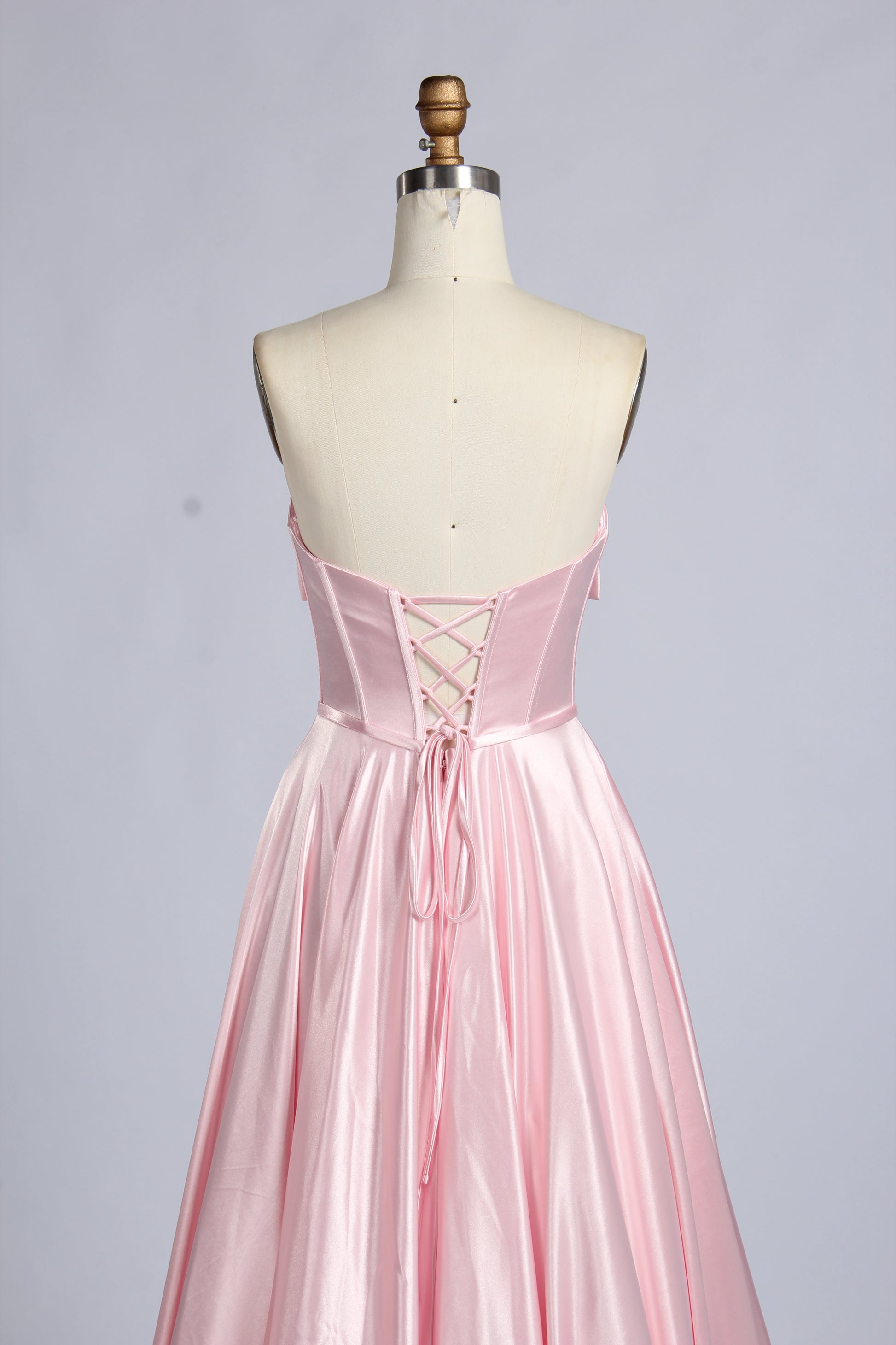 Wholesale Pink Satin Strapless Ball Gown with Bow Detail 33403b