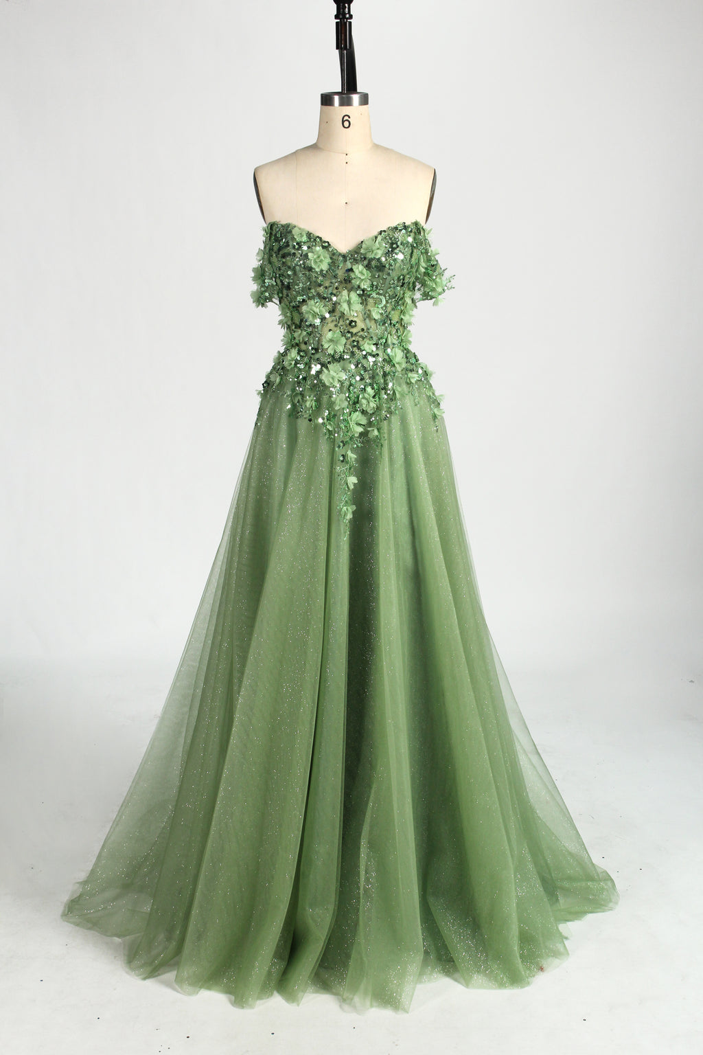 Wholesale Strapless 3D Floral Tulle Prom Dress 33014