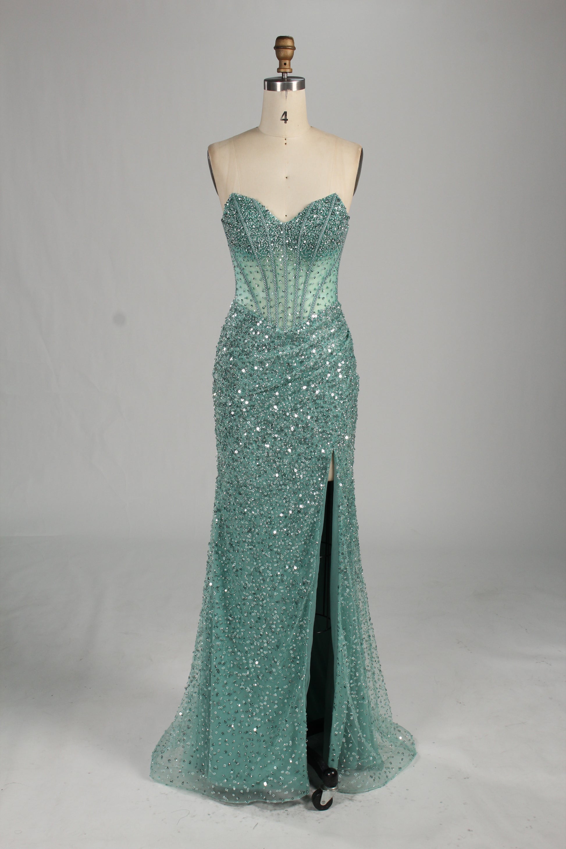 Wholesale Pink Sequin Sweetheart Evening Gown 33283