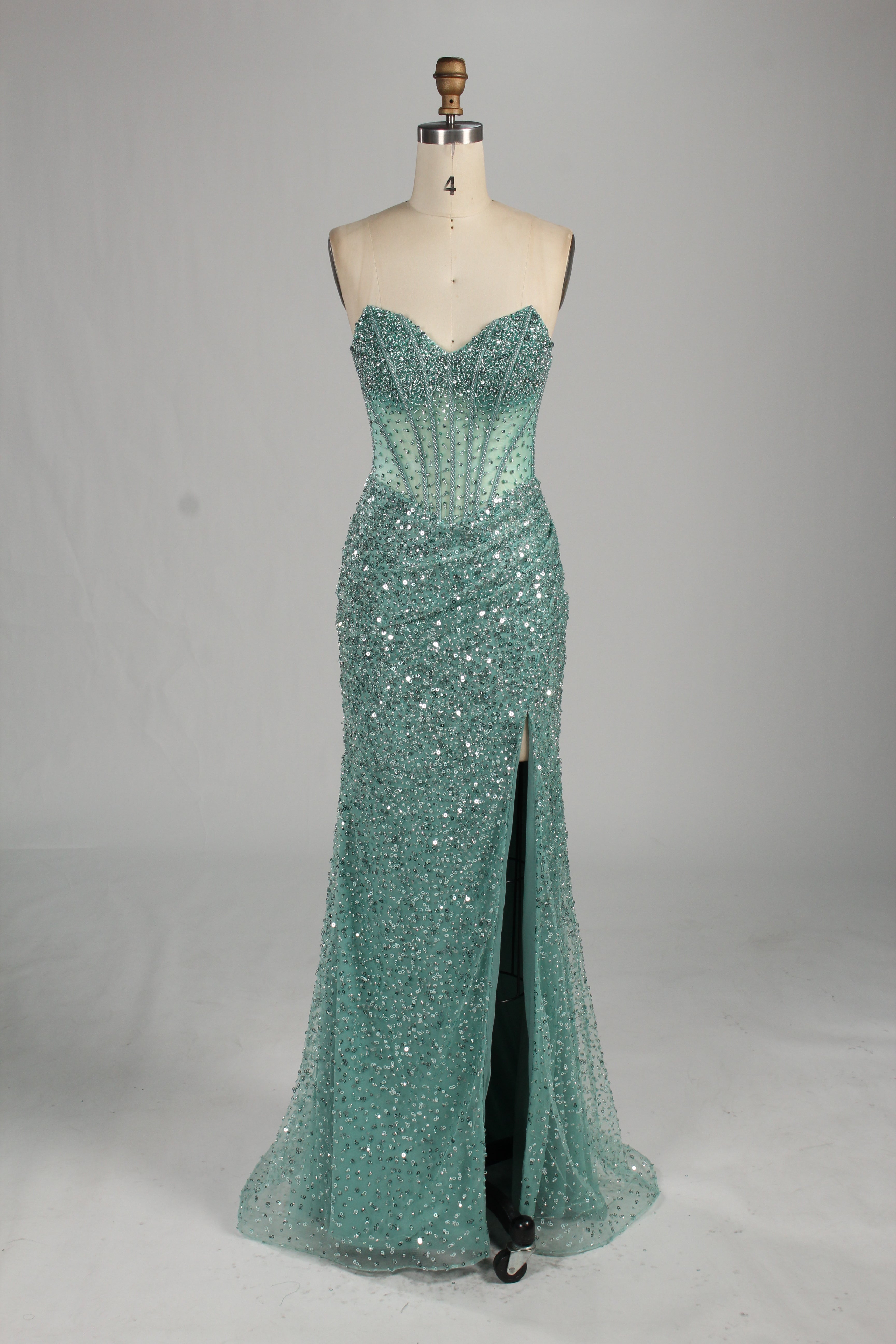 Wholesale Pink Sequin Sweetheart Evening Gown 33283