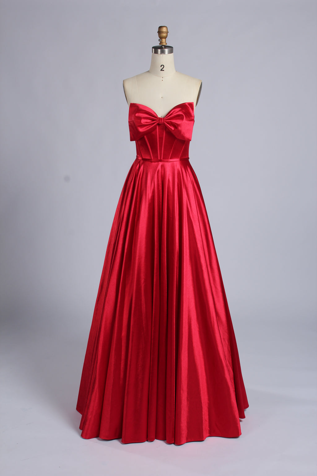 Wholesale Pink Satin Strapless Ball Gown with Bow Detail 33403b