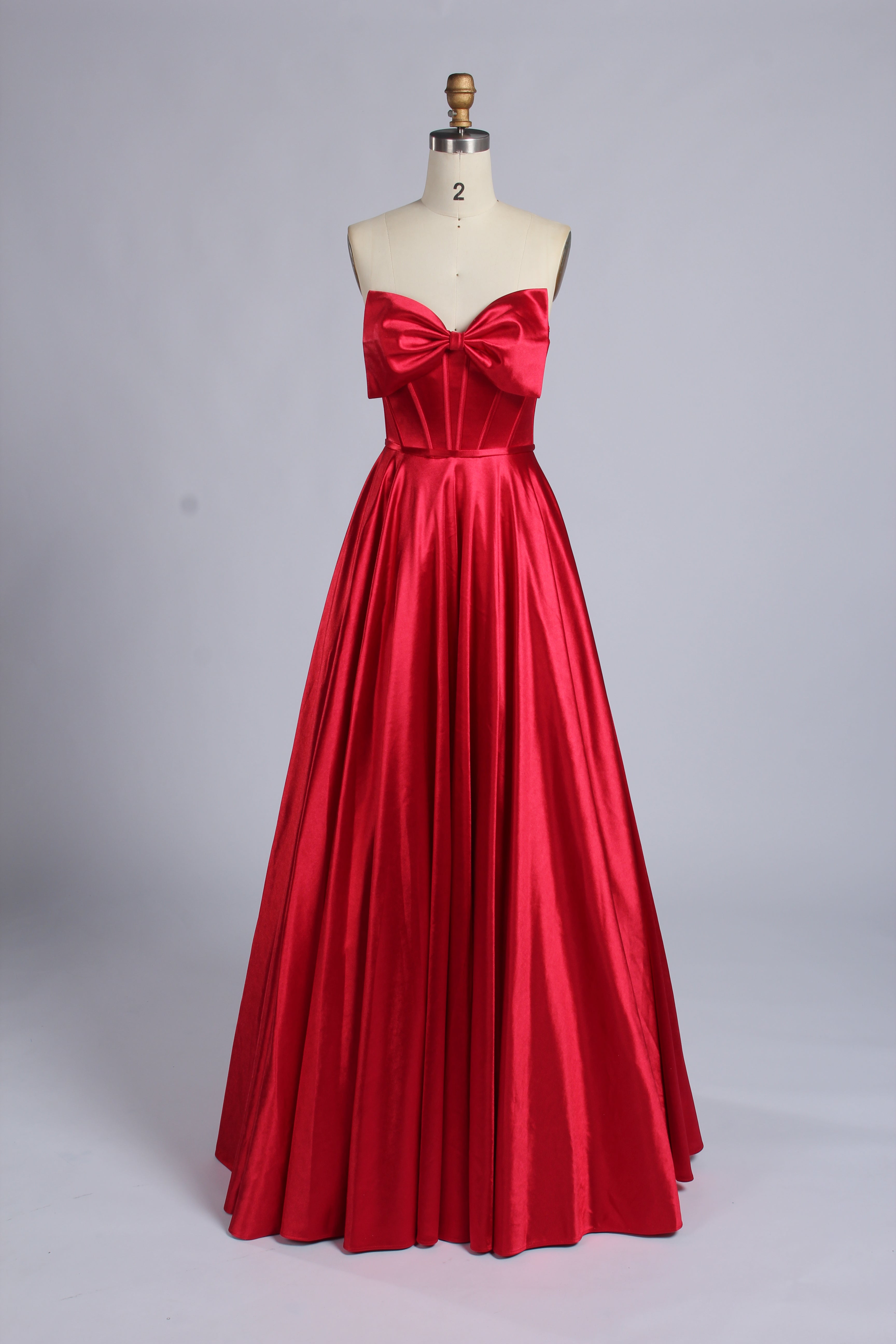 Wholesale Pink Satin Strapless Ball Gown with Bow Detail 33403b