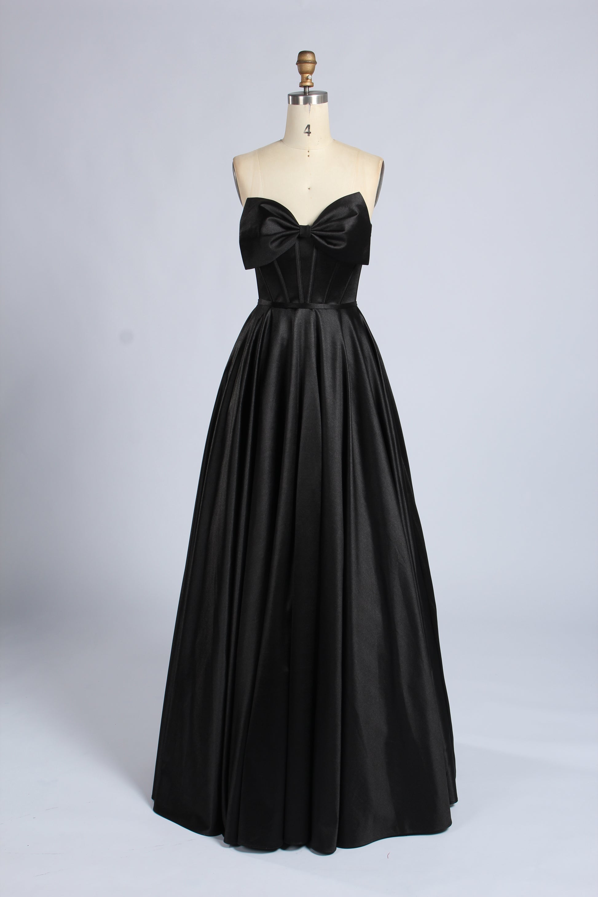 Wholesale Pink Satin Strapless Ball Gown with Bow Detail 33403b