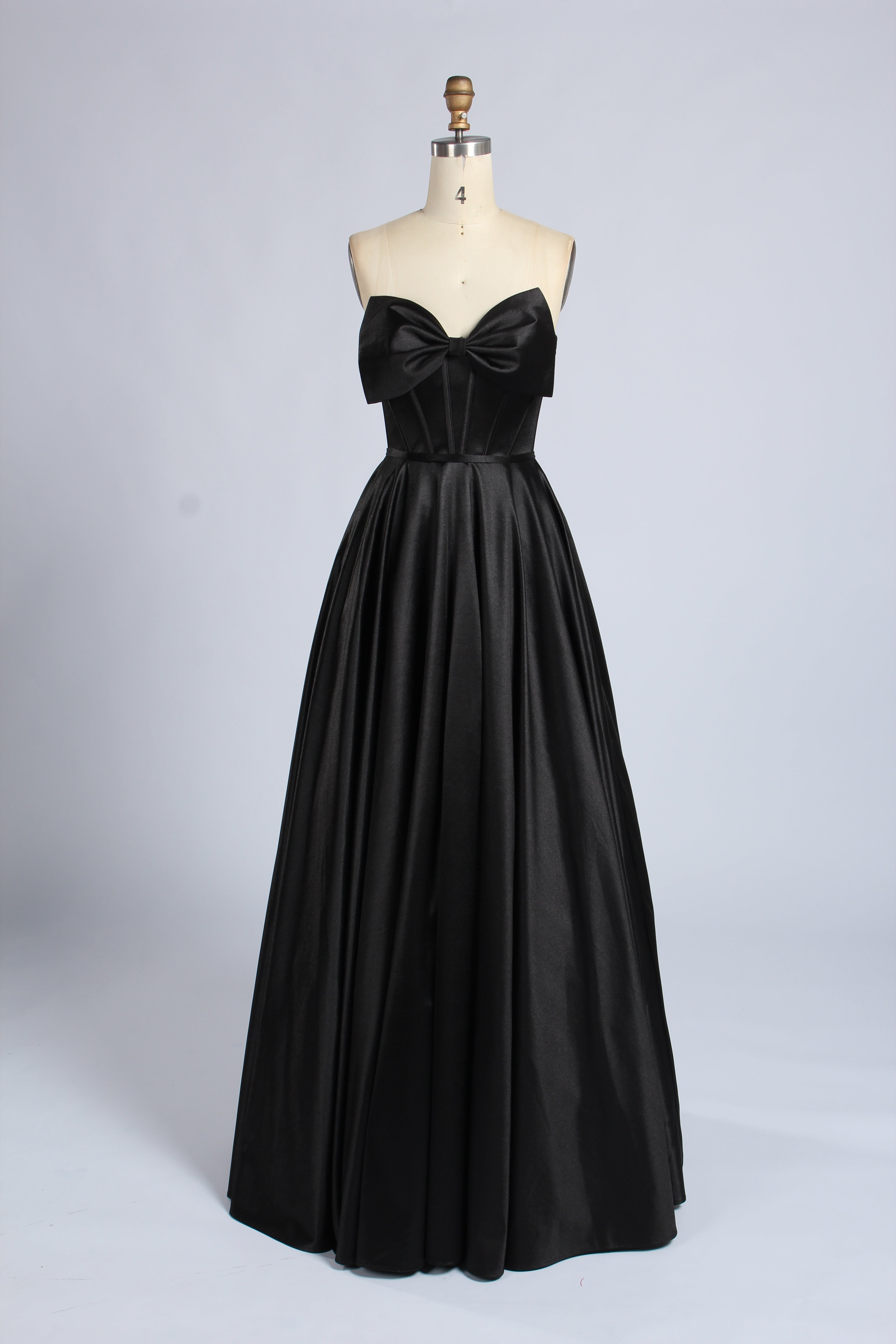 Wholesale Pink Satin Strapless Ball Gown with Bow Detail 33403b