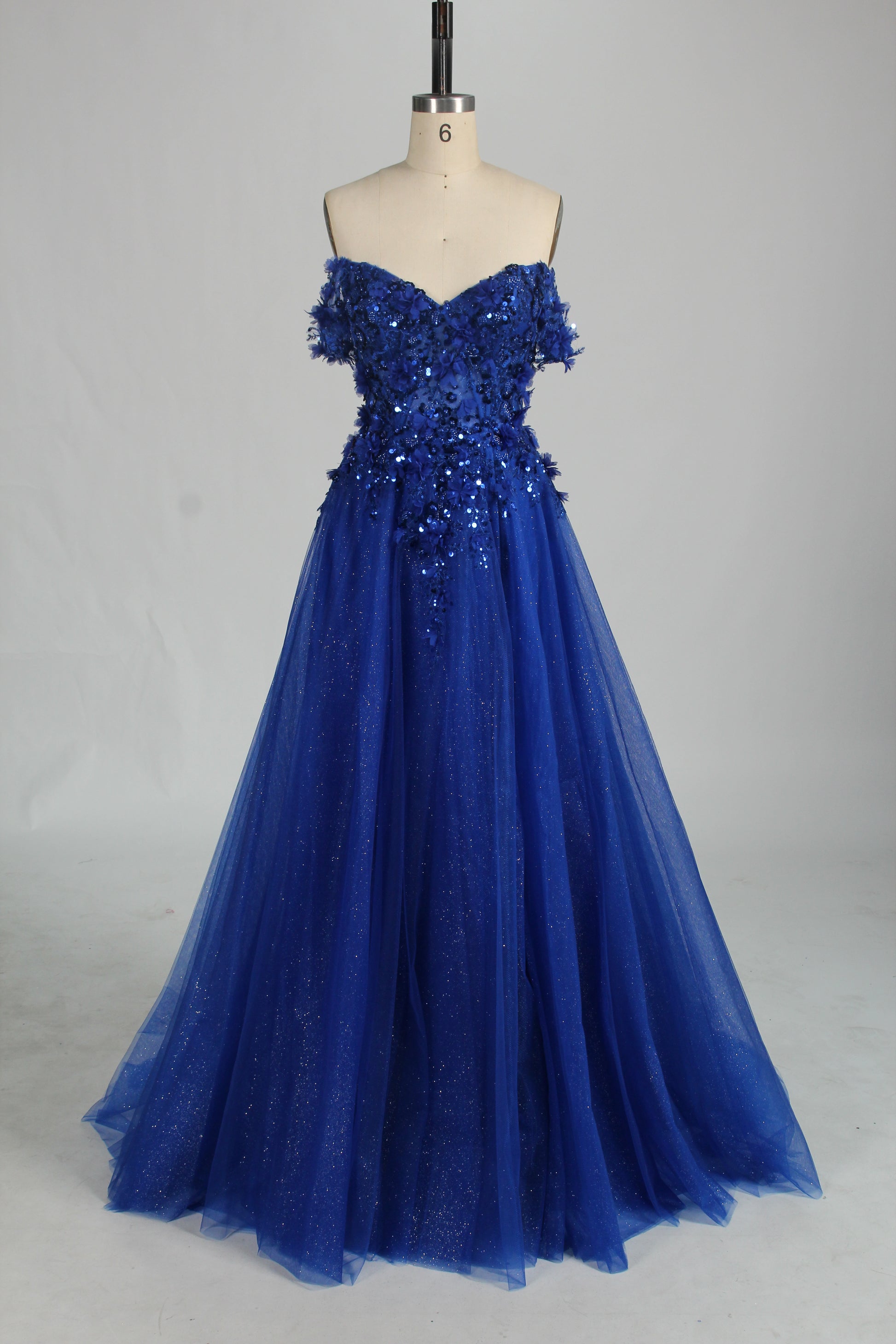 Wholesale Strapless 3D Floral Tulle Prom Dress 33014