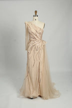 One Shoulder Sequined Sage Green Mother of the Bride Dress MC105