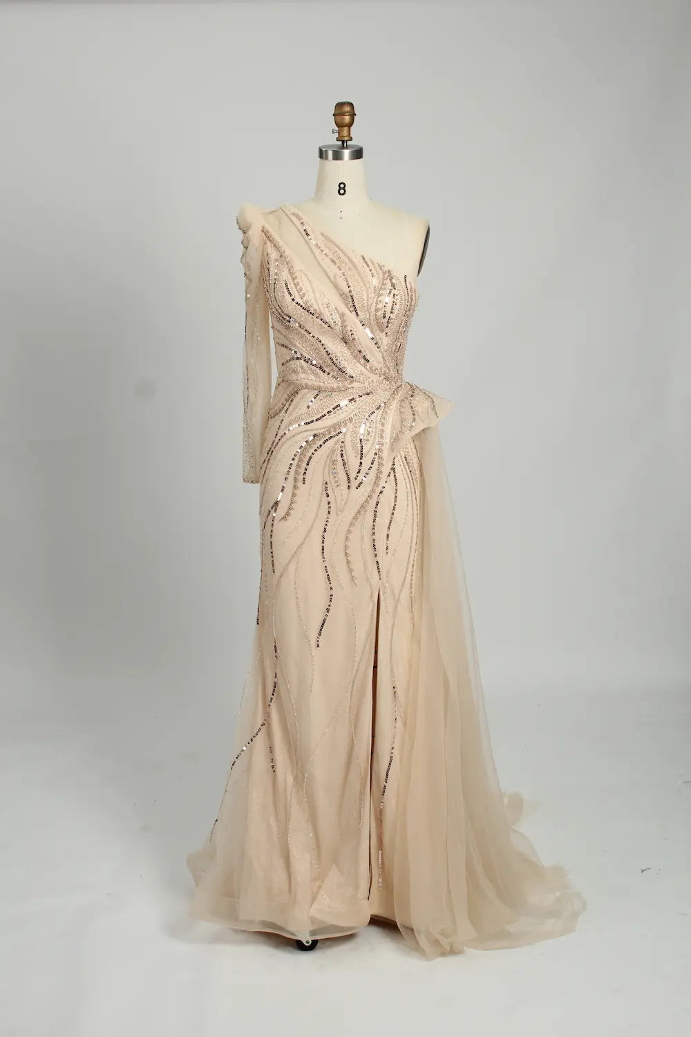One Shoulder Sequined Sage Green Mother of the Bride Dress MC105