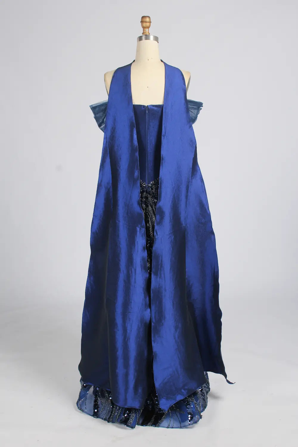 Navy Off-the-Shoulder Beaded A-Line Mother of the Bride Dress KY070