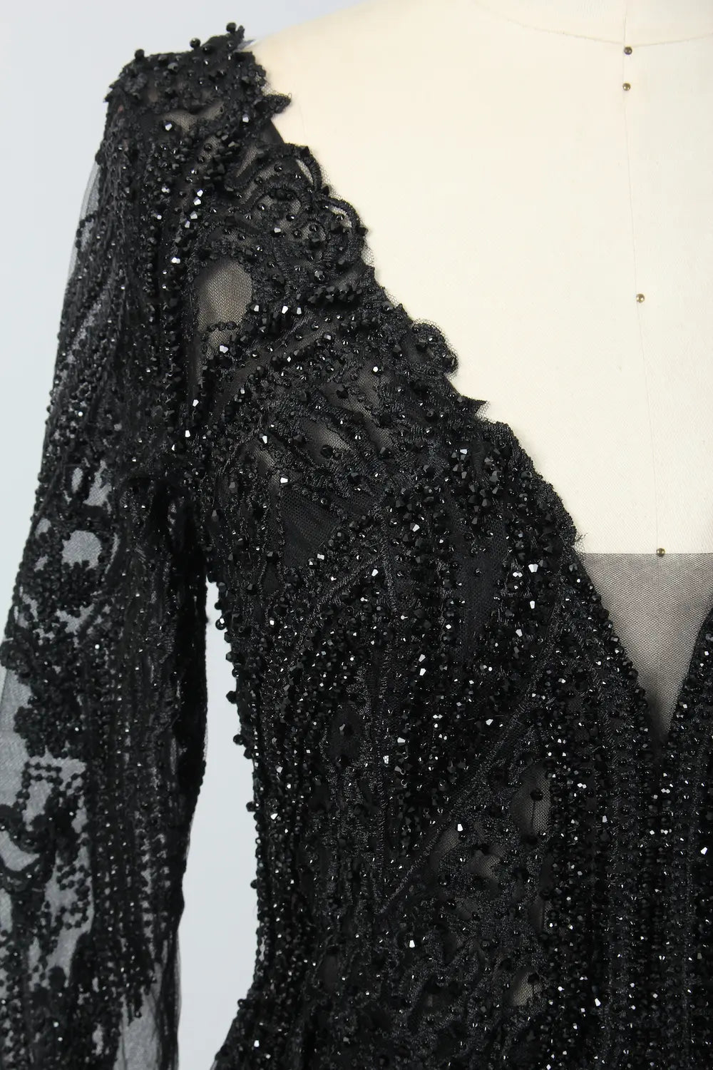 Sparkling V-Neck A-Line Mother of the Bride Dress with Long Sleeves MK081