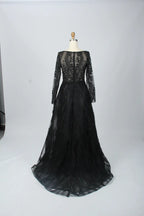 Sparkling V-Neck A-Line Mother of the Bride Dress with Long Sleeves MK081