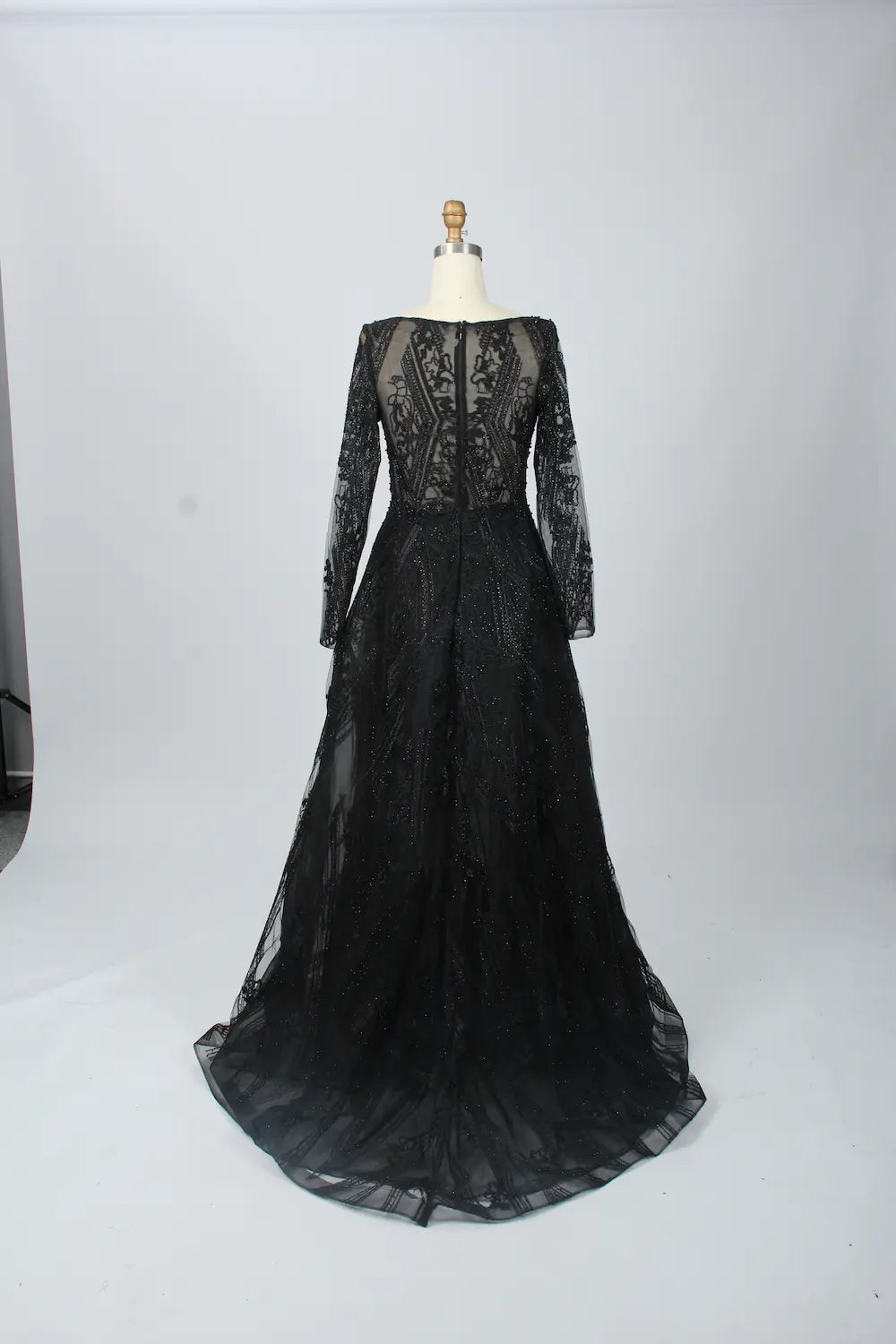 Sparkling V-Neck A-Line Mother of the Bride Dress with Long Sleeves MK081
