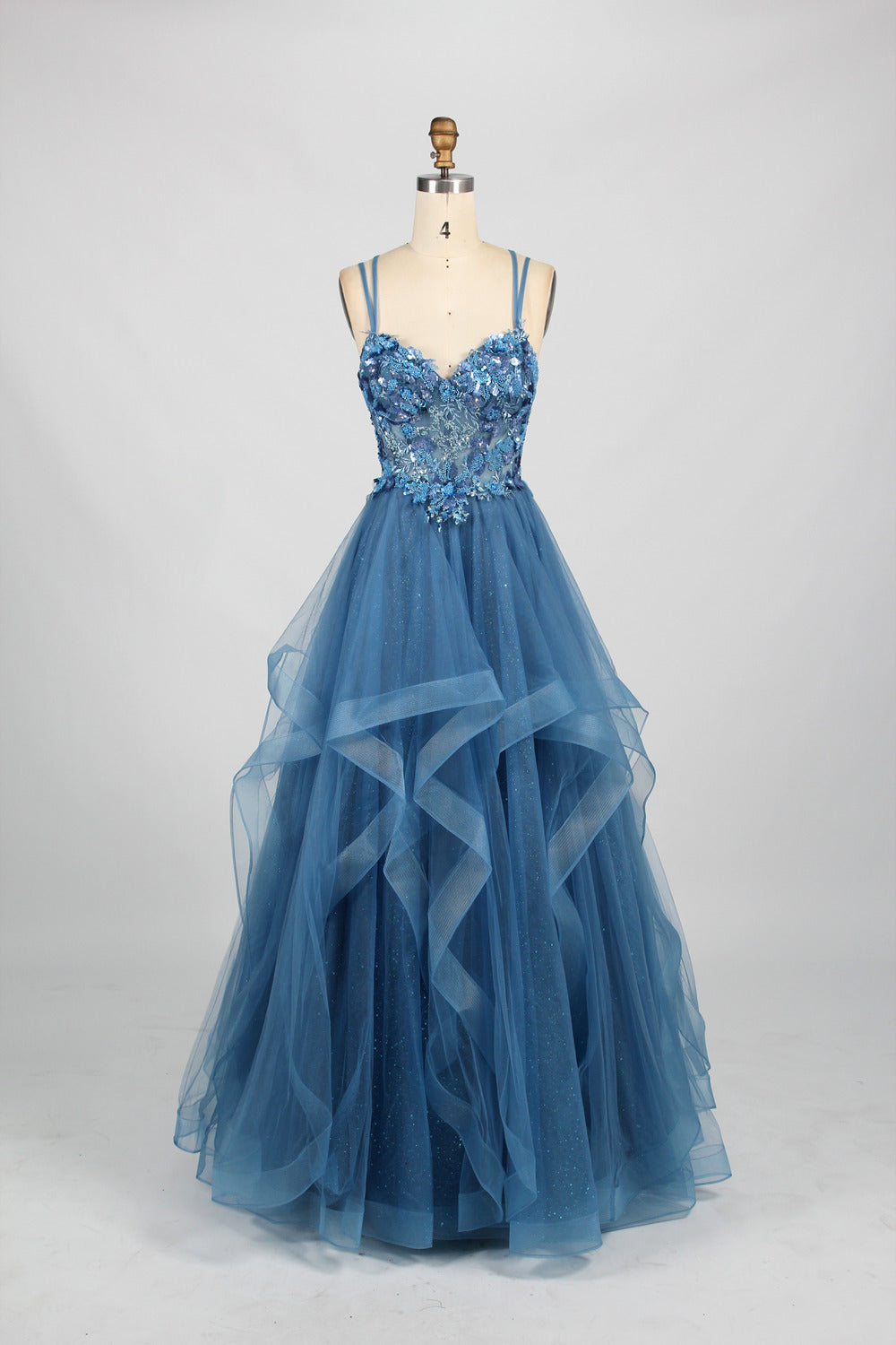 Elegant Lace Floral Appliqué Tulle Prom Dress - Wholesale 32928