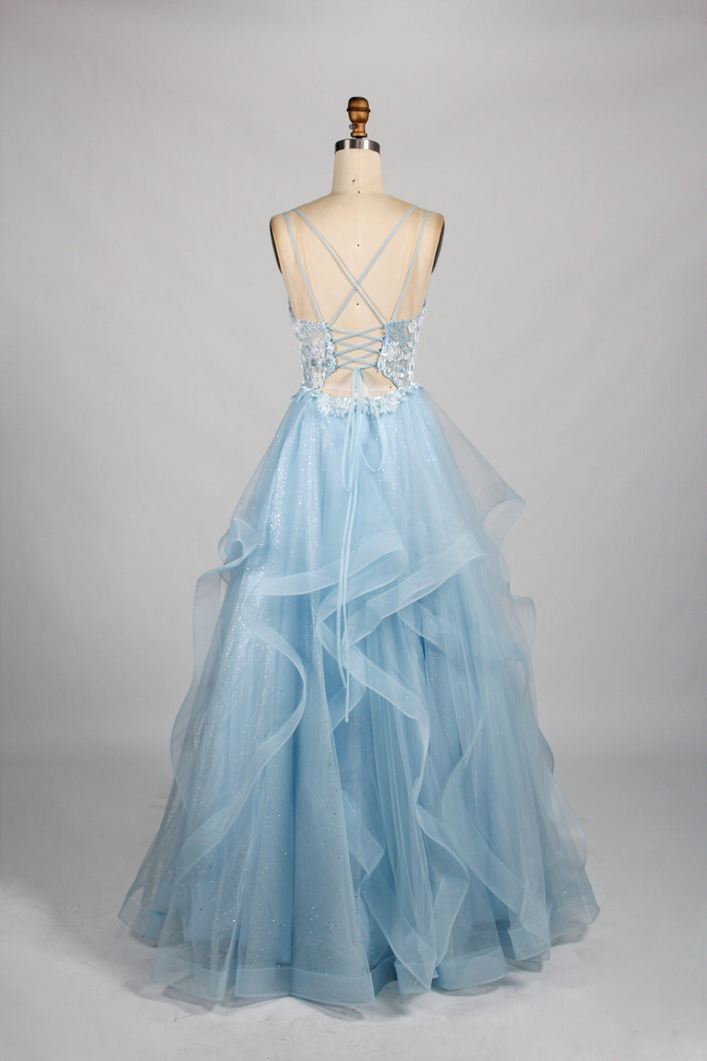 Elegant Lace Floral Appliqué Tulle Prom Dress - Wholesale 32928