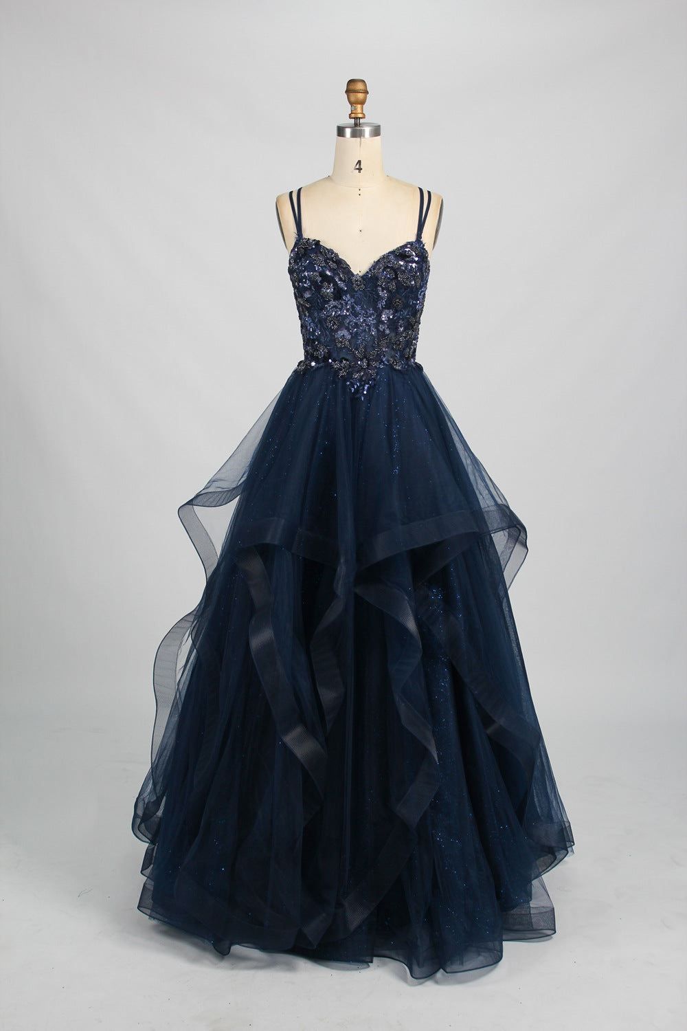 Elegant Lace Floral Appliqué Tulle Prom Dress - Wholesale 32928