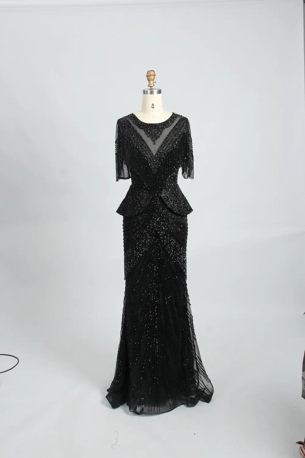 V-Neck Sparkling Mermaid Mother of the Bride Dress with Short Sleeves MC078