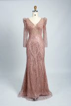 Wholesale Lilac Sequin Long-Sleeve Mermaid Prom Dress MC088
