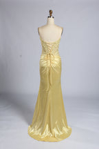 Wholesale Yellow Off-Shoulder Lace Prom Dress with Slit 33195b
