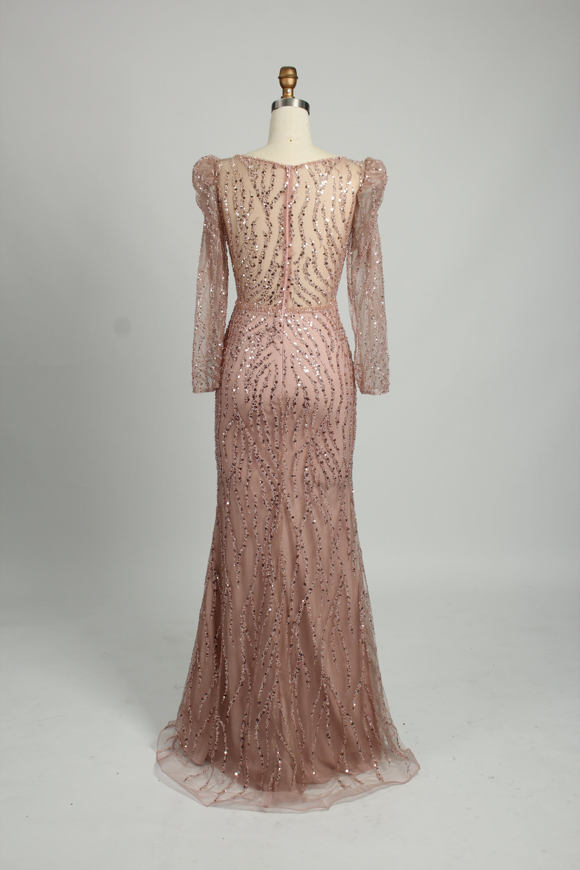 Wholesale Lilac Sequin Long-Sleeve Mermaid Prom Dress MC088