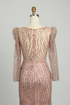 Wholesale Lilac Sequin Long-Sleeve Mermaid Prom Dress MC088