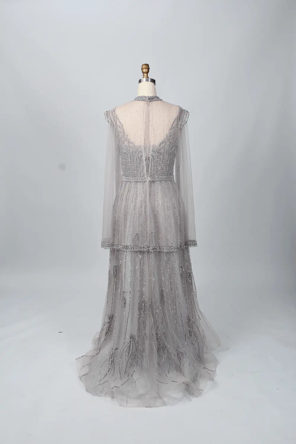 Silver Gray Modern A-Line Mother of the Bride Dress with Cap Sleeves MC068