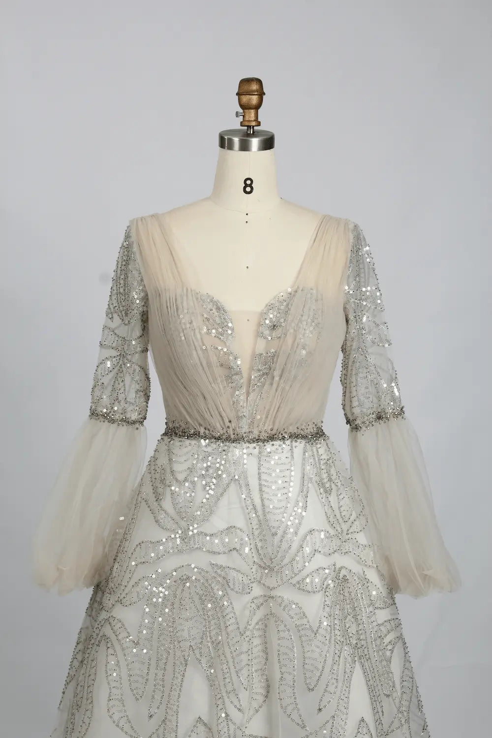 Ivory Modern A-Line Mother of the Bride Dress with Sheer Sleeves KS008