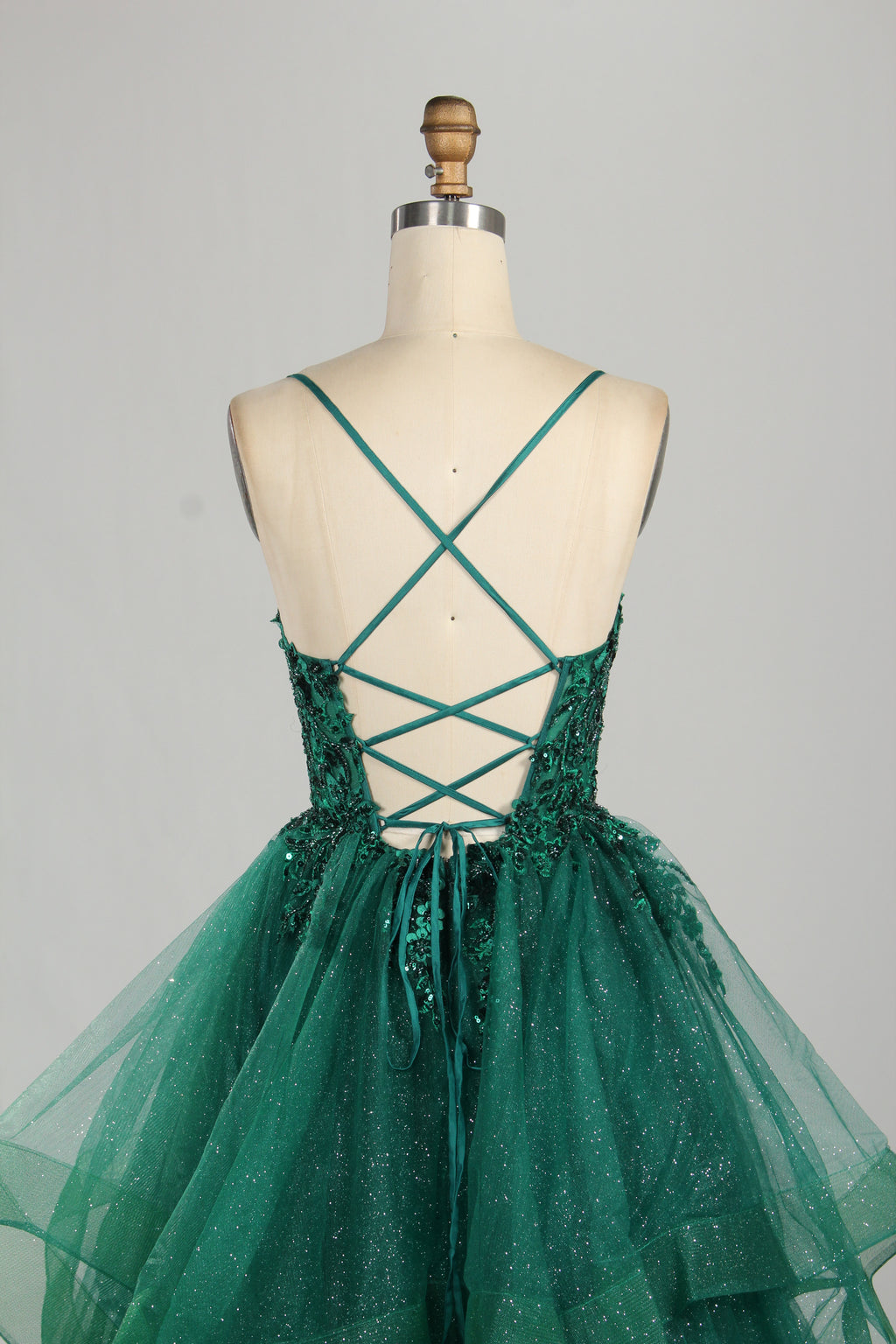 Wholesale Emerald Green Tiered Ruffled Ball Gown 33231