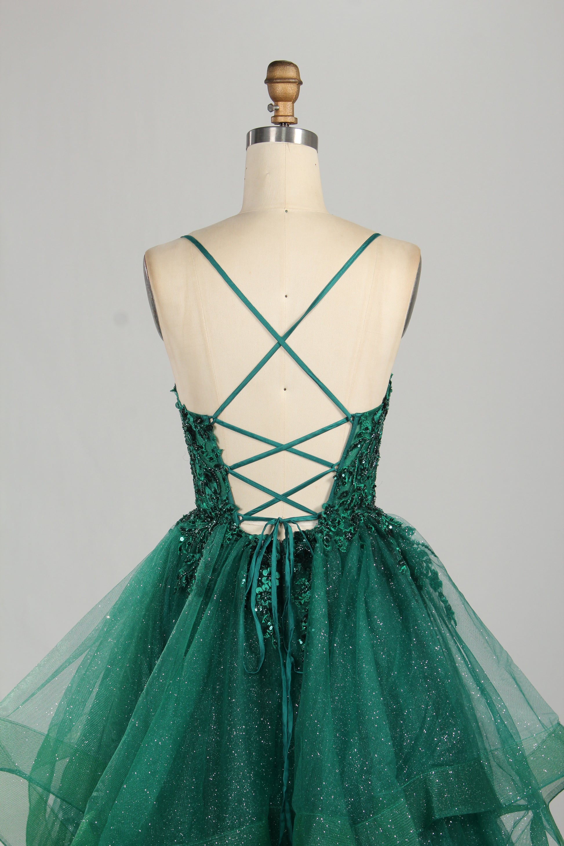 Wholesale Emerald Green Tiered Ruffled Ball Gown 33231