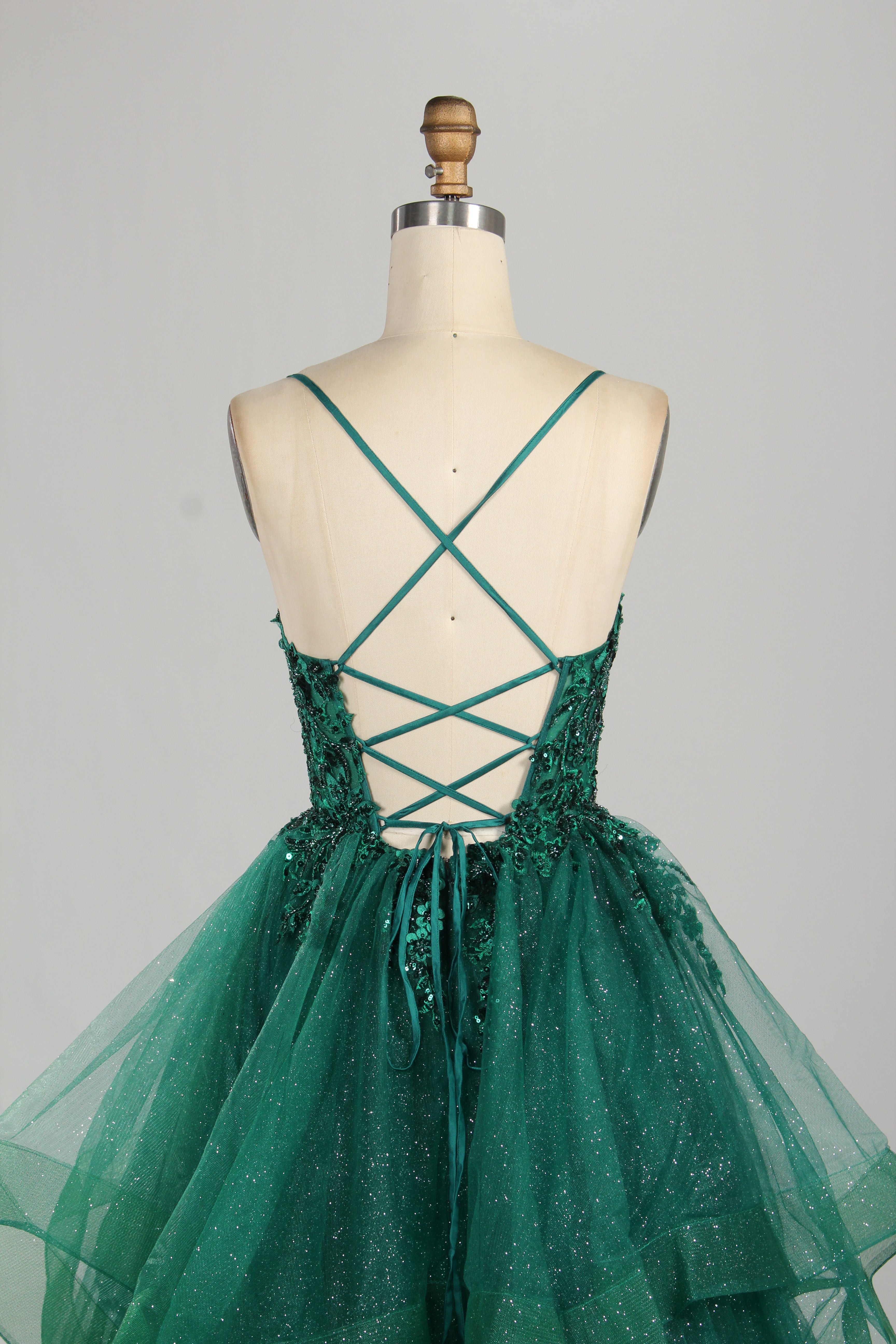 Wholesale Emerald Green Tiered Ruffled Ball Gown 33231