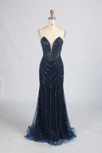 Wholesale Champagne Sequin Strapless Evening Gown 33272