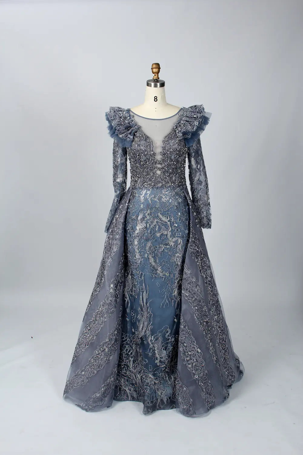 Modern  Beaded Long Sleeves A-Line Mother of the Bride Dress MK083