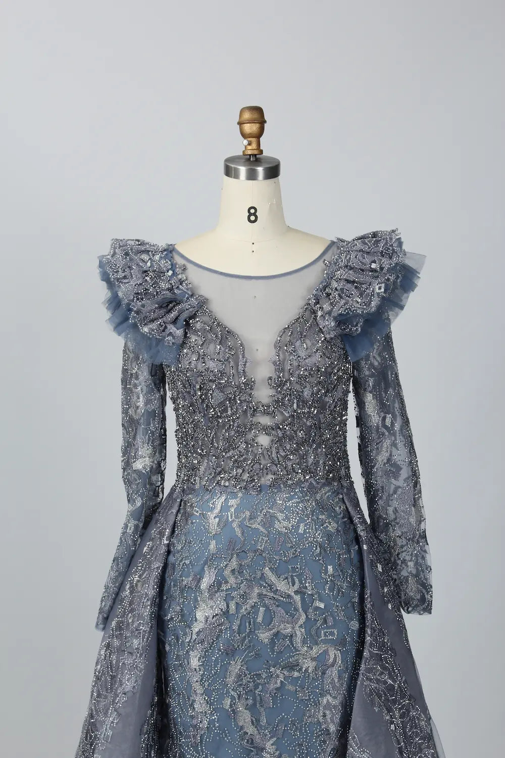 Modern  Beaded Long Sleeves A-Line Mother of the Bride Dress MK083