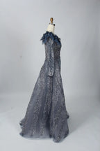 Modern  Beaded Long Sleeves A-Line Mother of the Bride Dress MK083