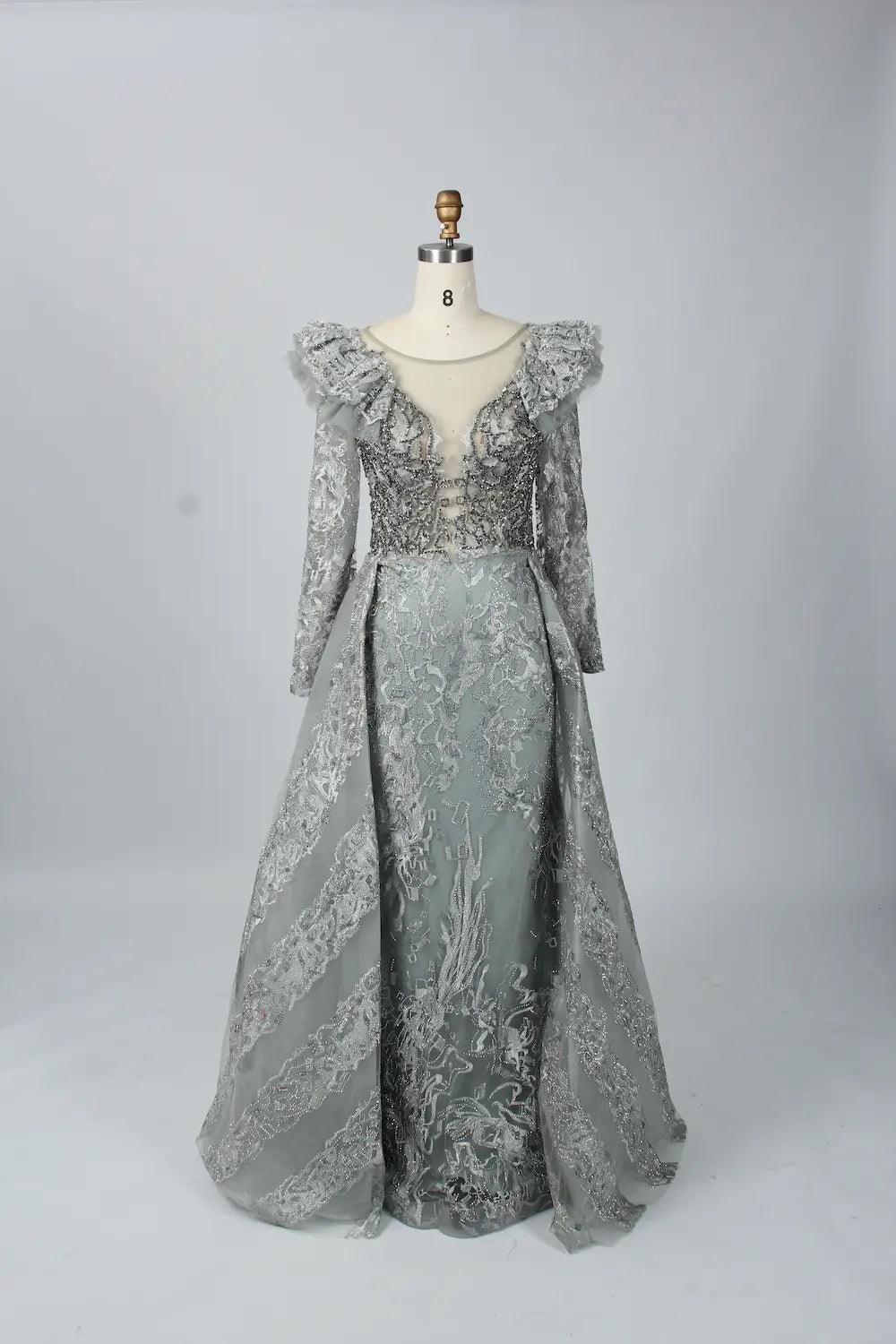 Modern  Beaded Long Sleeves A-Line Mother of the Bride Dress MK083