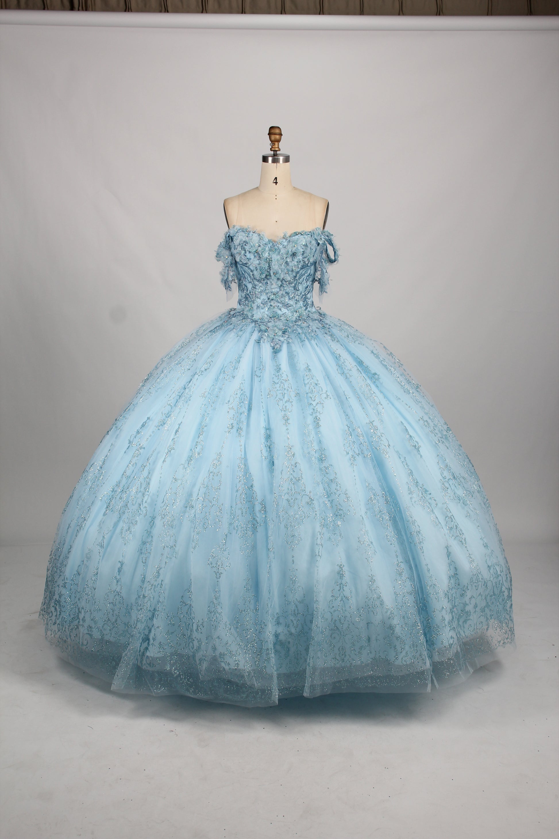 Wholesale Light Blue Off - Shoulder Quinceanera Ball Gown 32880