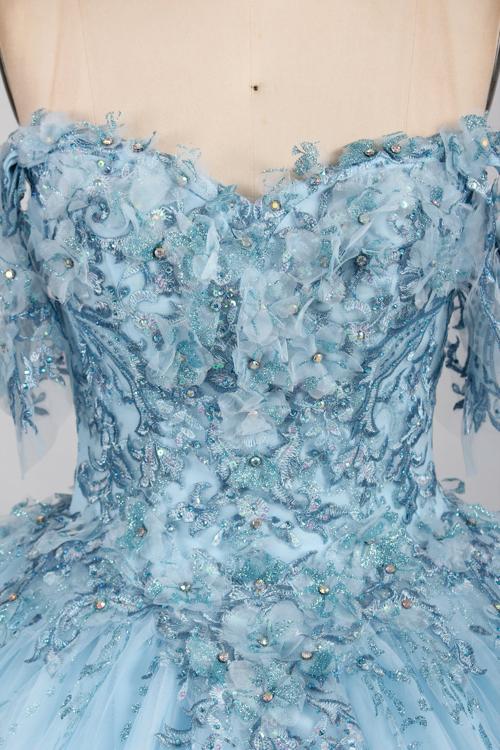 Wholesale Light Blue Off - Shoulder Quinceanera Ball Gown 32880
