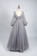 Sophisticated A-Line Mother of the Bride Dress with Puff Sleeves KS012