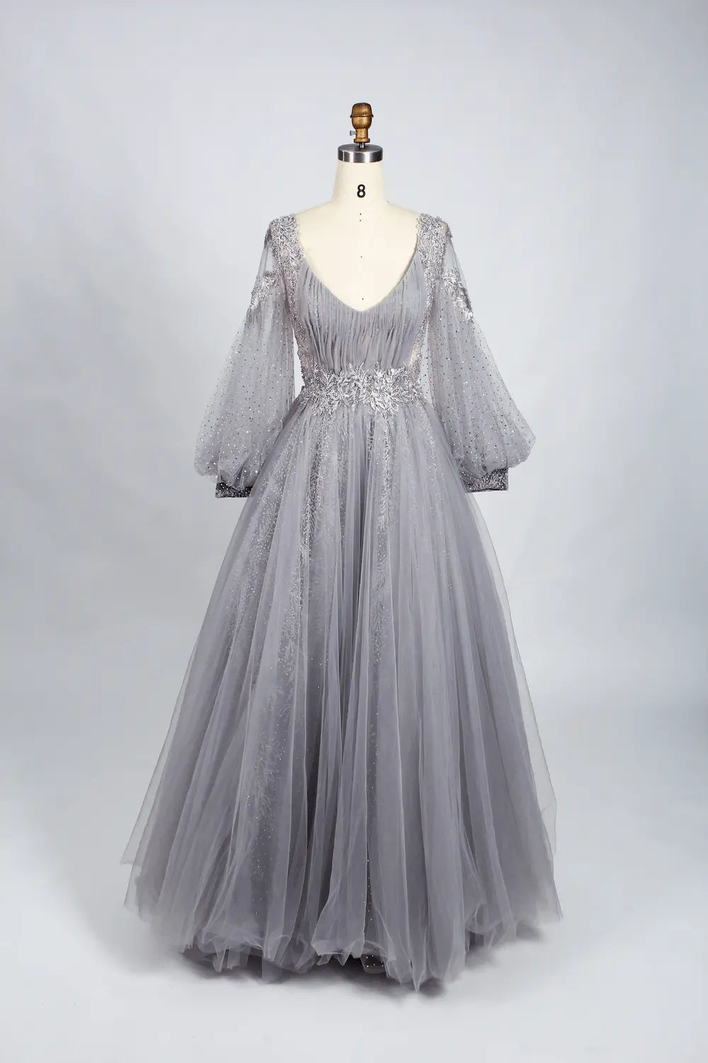Sophisticated A-Line Mother of the Bride Dress with Puff Sleeves KS012