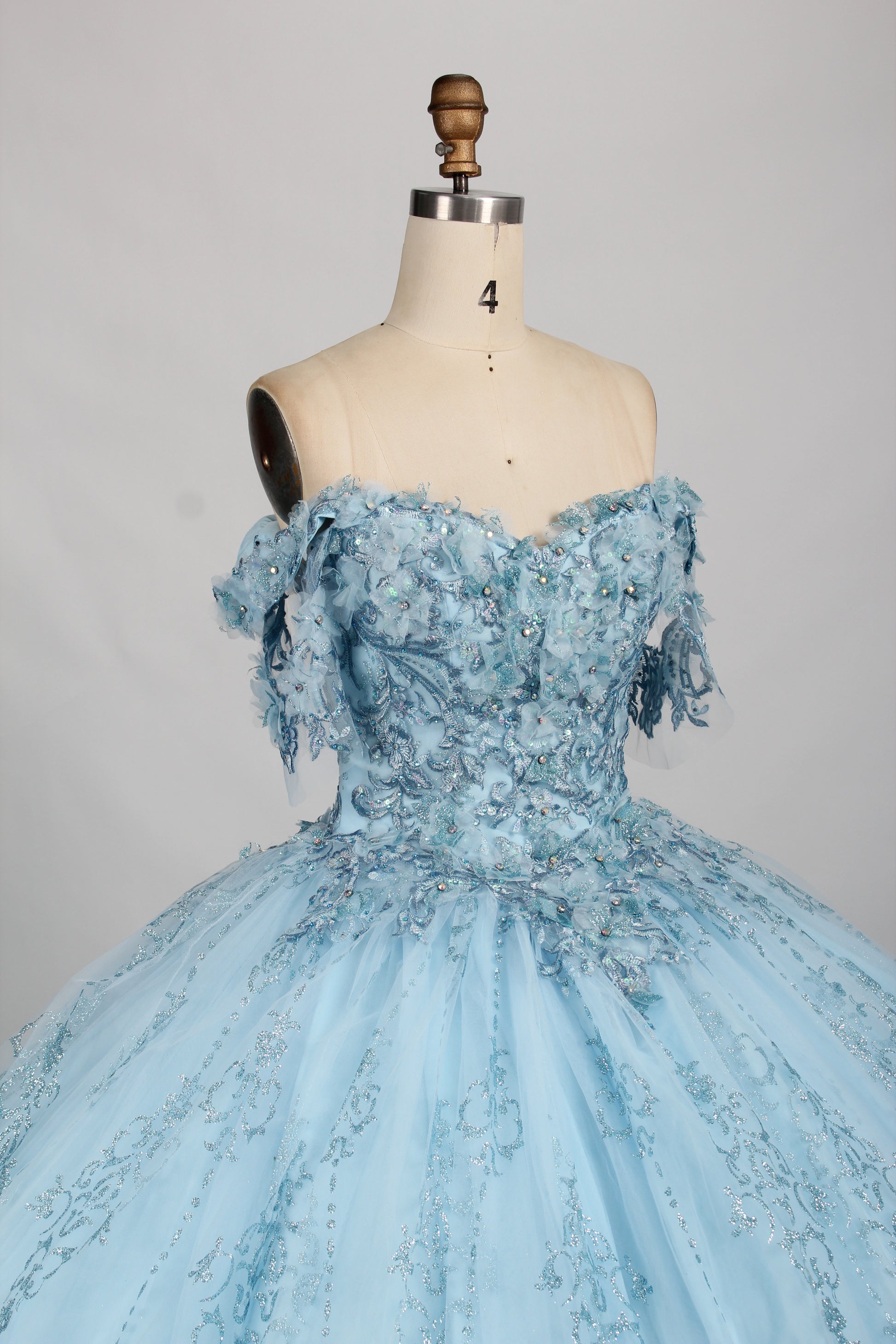 Wholesale Light Blue Off - Shoulder Quinceanera Ball Gown 32880