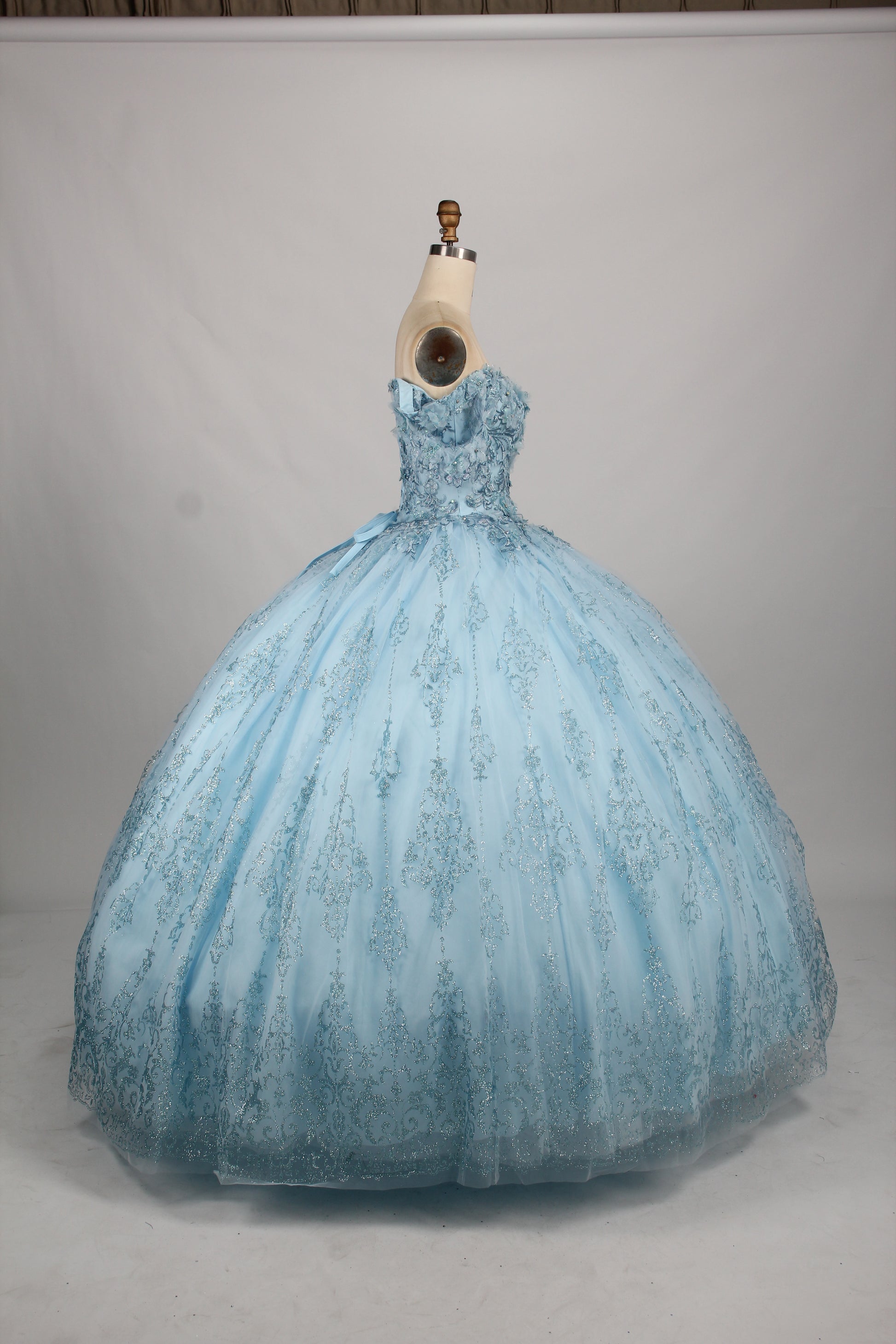 Wholesale Light Blue Off - Shoulder Quinceanera Ball Gown 32880