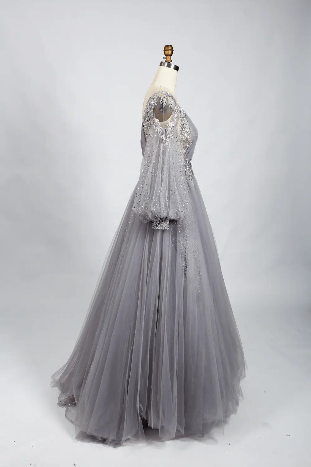 Sophisticated A-Line Mother of the Bride Dress with Puff Sleeves KS012