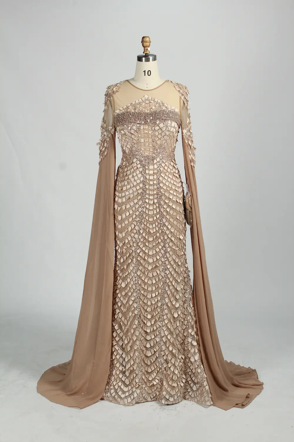 Beaded White Fitted Cape Sleeves mother of the groom dresses MK154