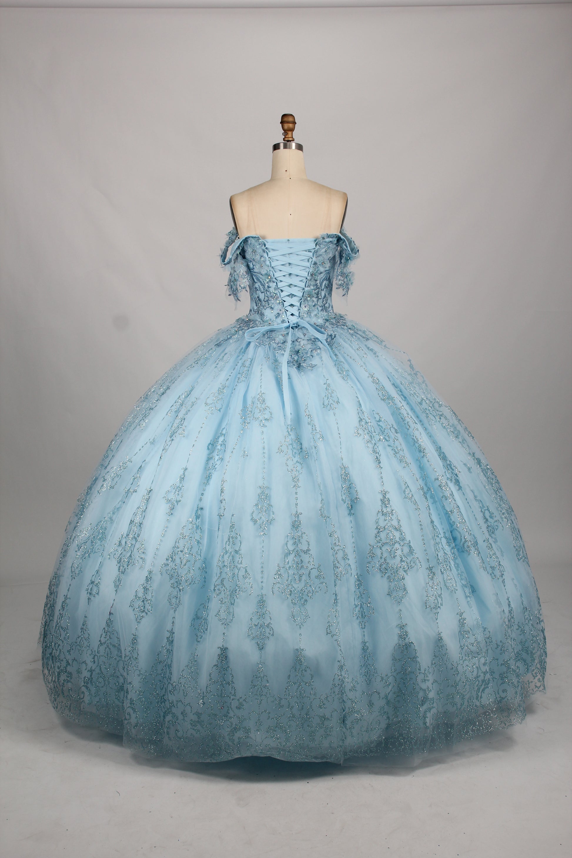 Wholesale Light Blue Off - Shoulder Quinceanera Ball Gown 32880