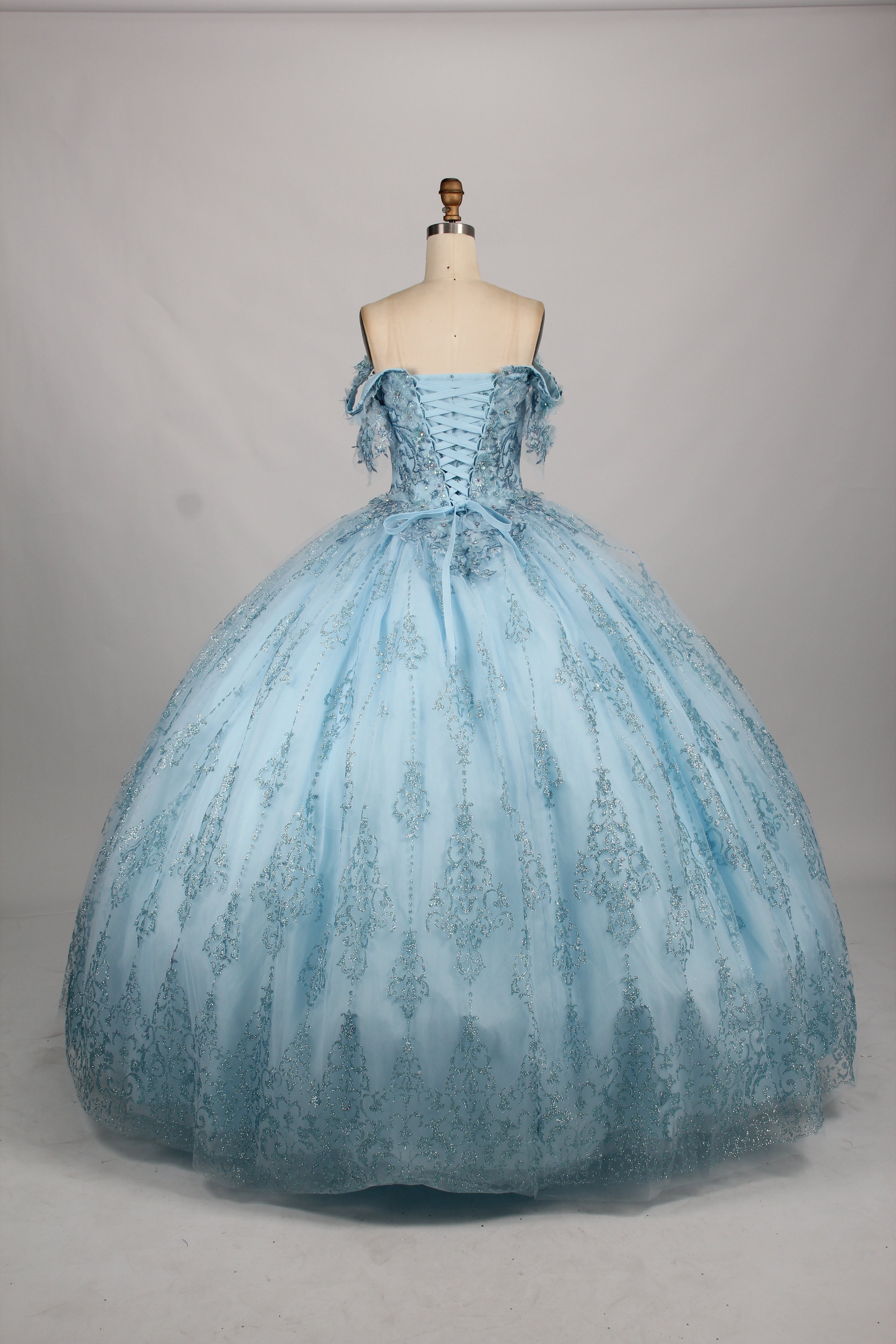 Wholesale Light Blue Off - Shoulder Quinceanera Ball Gown 32880