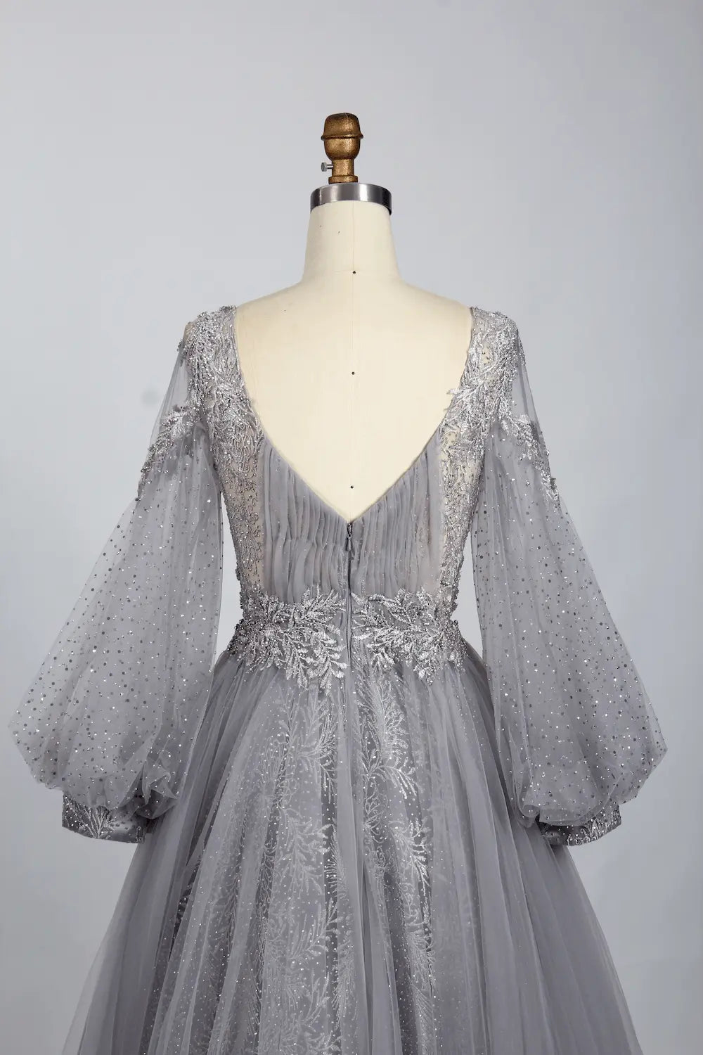 Sophisticated A-Line Mother of the Bride Dress with Puff Sleeves KS012