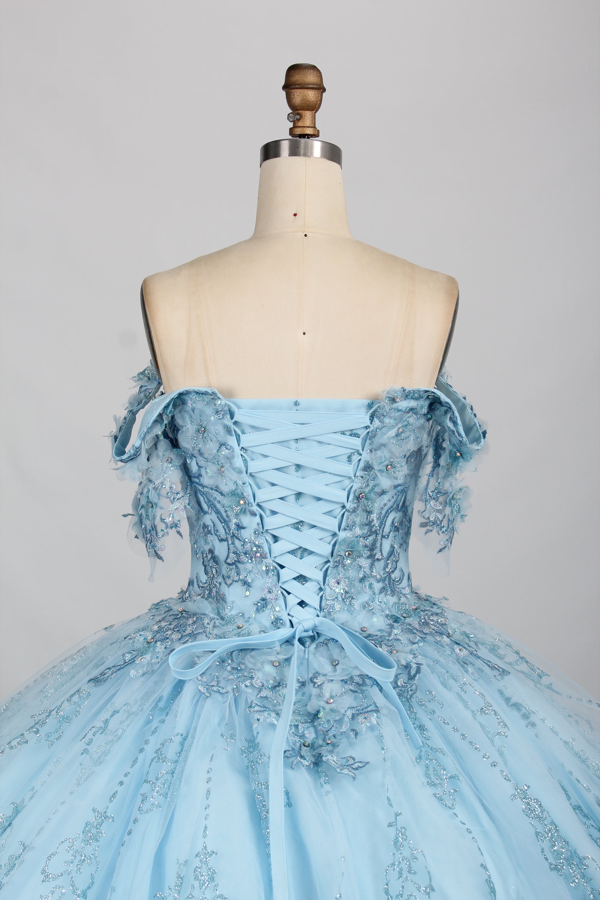 Wholesale Light Blue Off - Shoulder Quinceanera Ball Gown 32880