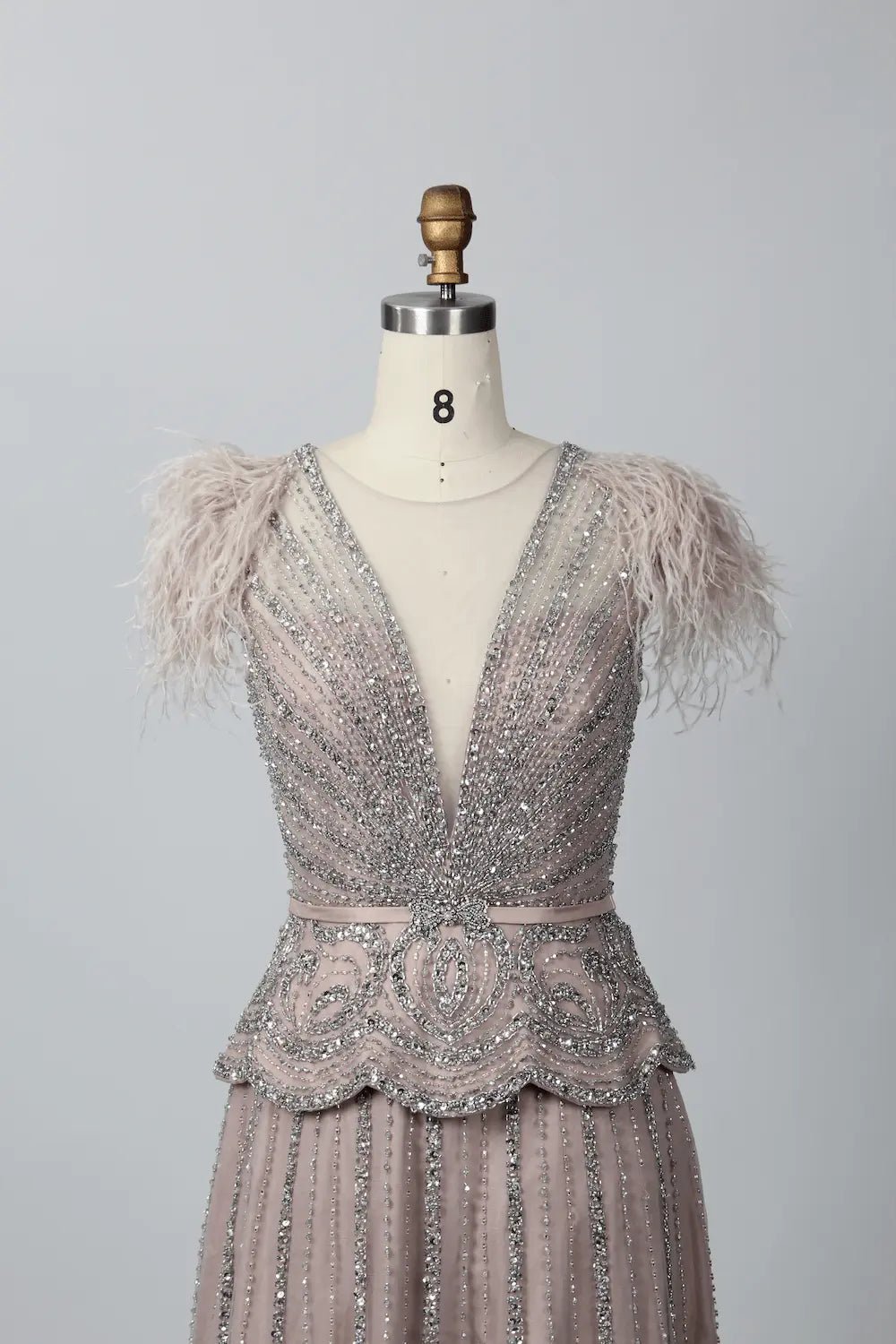 V-Neck Embellished A-Line Mother of the Bride Dress with Flutter Sleeves MC069