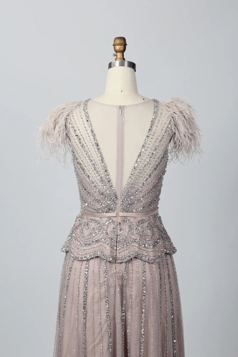V-Neck Embellished A-Line Mother of the Bride Dress with Flutter Sleeves MC069