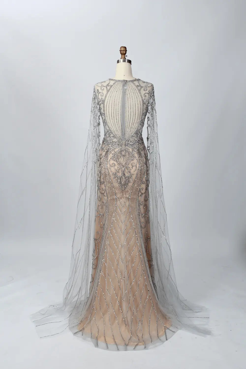 Sophisticated Fit-and-Flare Mother of the Bride Dress with Long Sleeves MC072